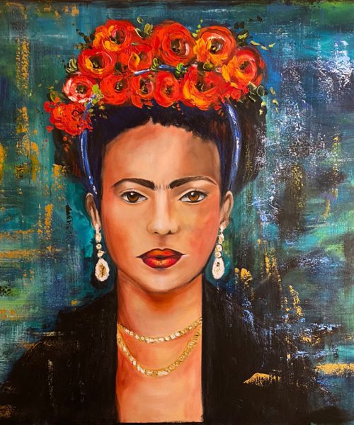 Frida, 2022 - acrílica sobre tela - 100x100cm da série Mulheres - MLHR00088
